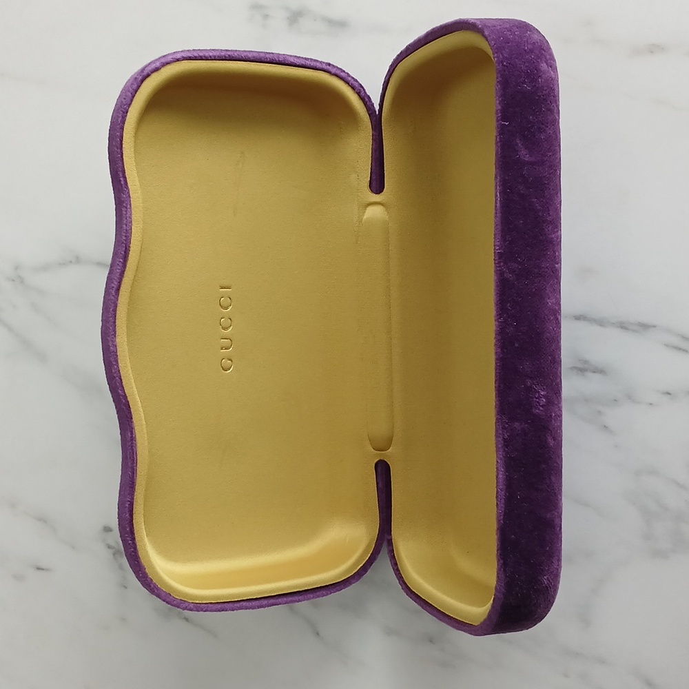 Gucci purple velvet hard clam shell case for sunglasses